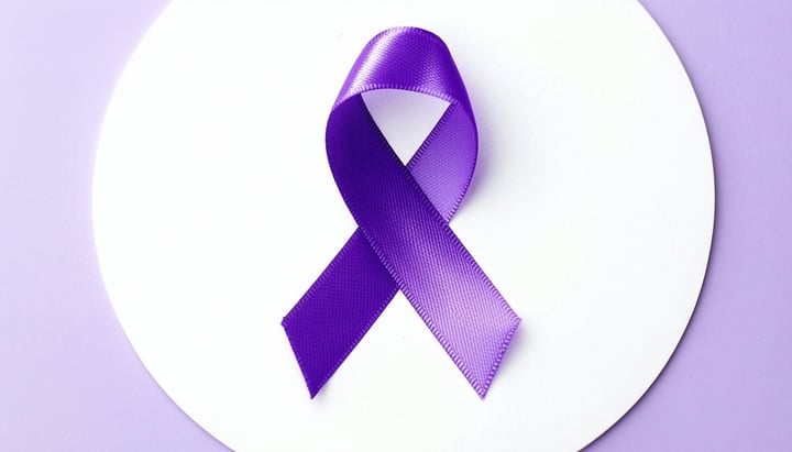 Cleft and craniofacial awareness month graphic with purple ribbon and white circle background design-1