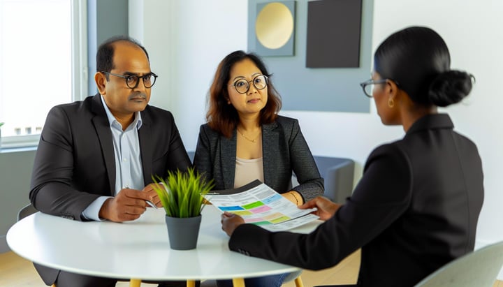 a couple meeting with an insurance agent-3