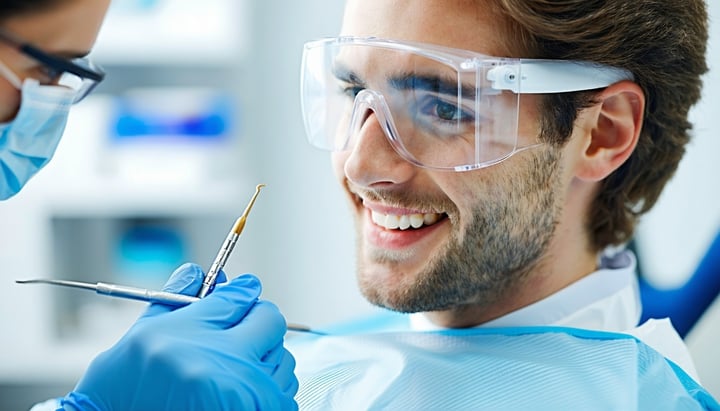 a dentist doing research