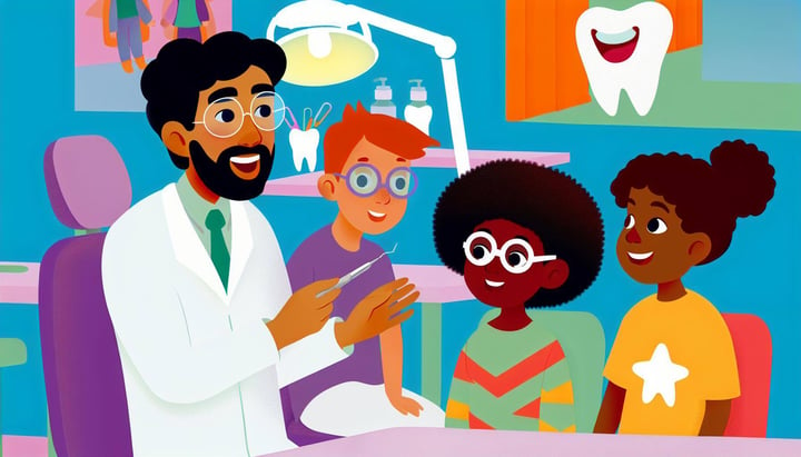 a dentist talking about oral health with children-3