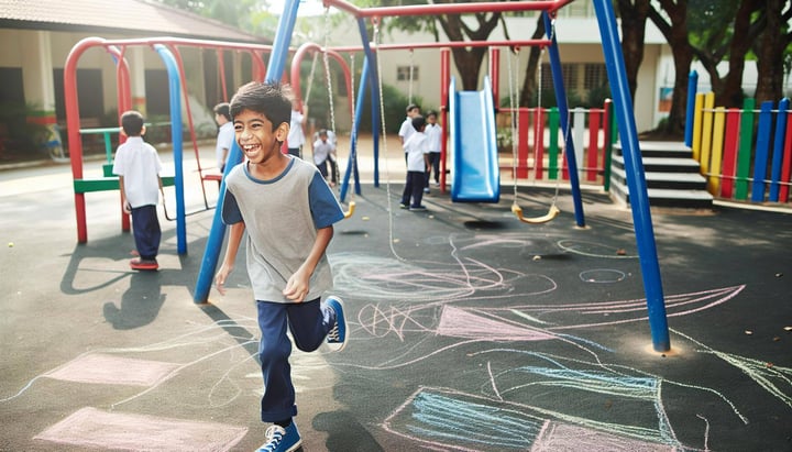 a happy child on a school playground-2