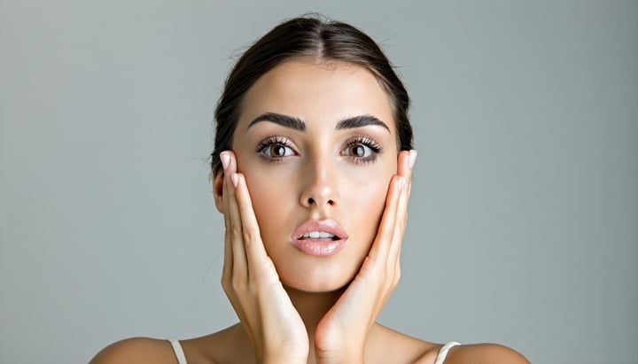 a realistic image of a person holding their face-2