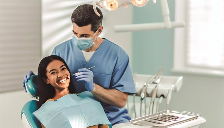 a smiling dentist working with a child patient-2