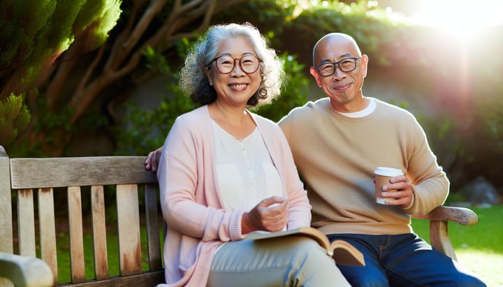 a smiling retired couple