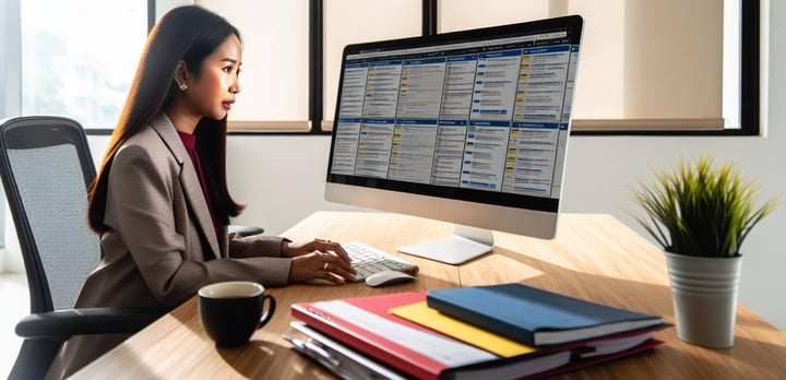 an insurance agent looking on their computer-1