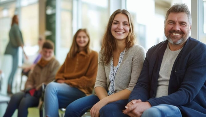 smiling people in a waiting room-2-1