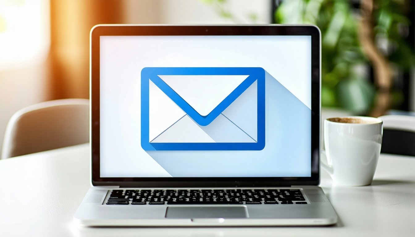 Image of a laptop with a large email icon