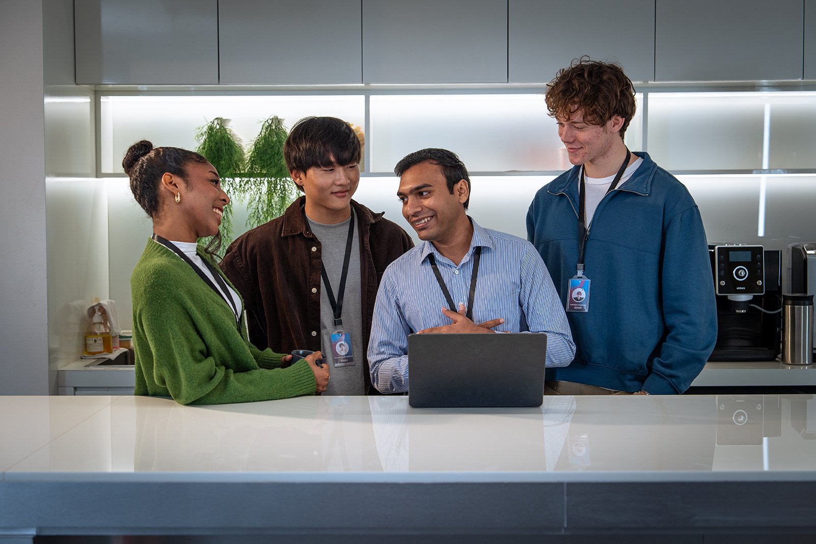 Group of coworkers in an office smiling