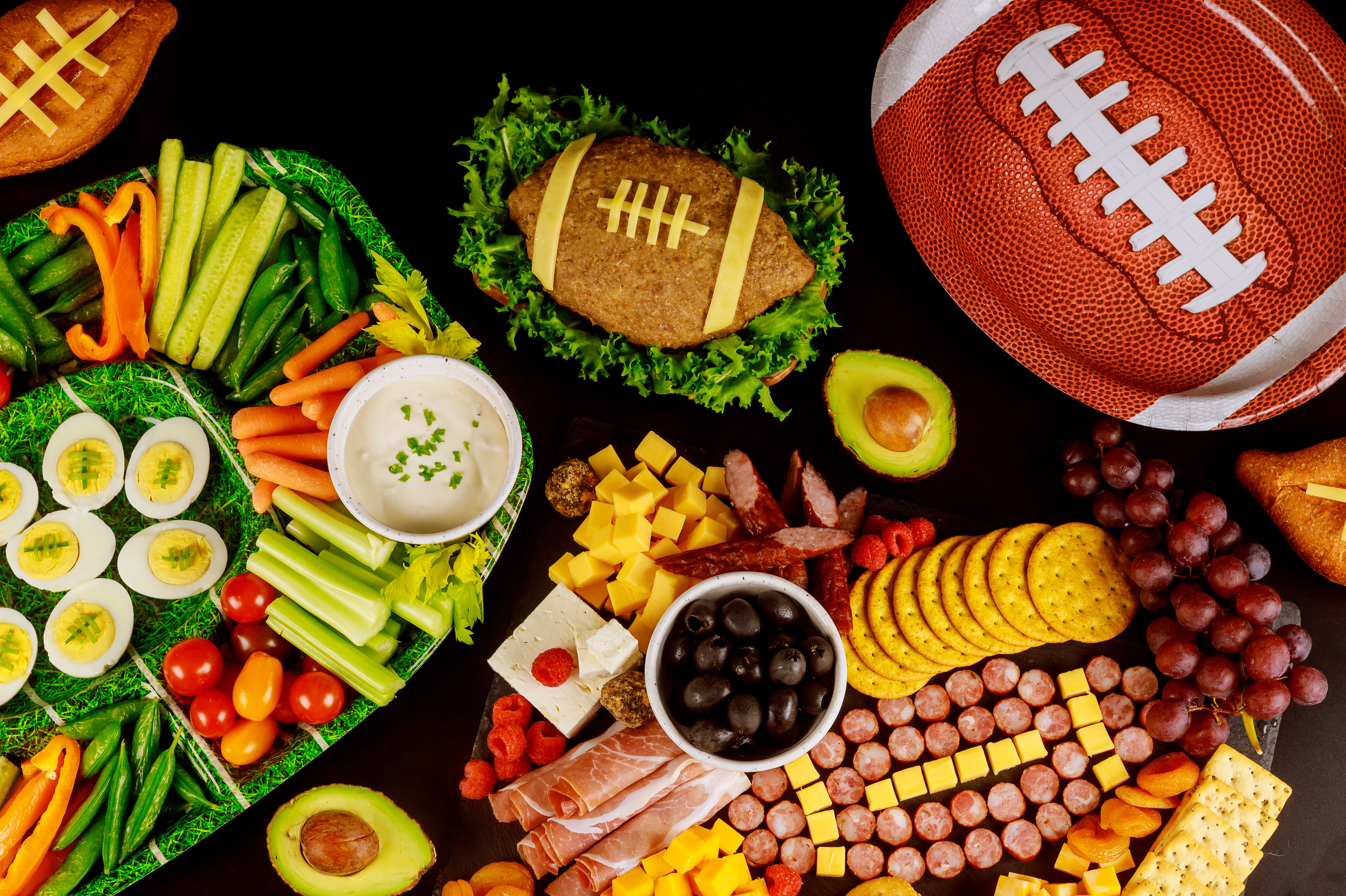 Table of healthy food for a football game