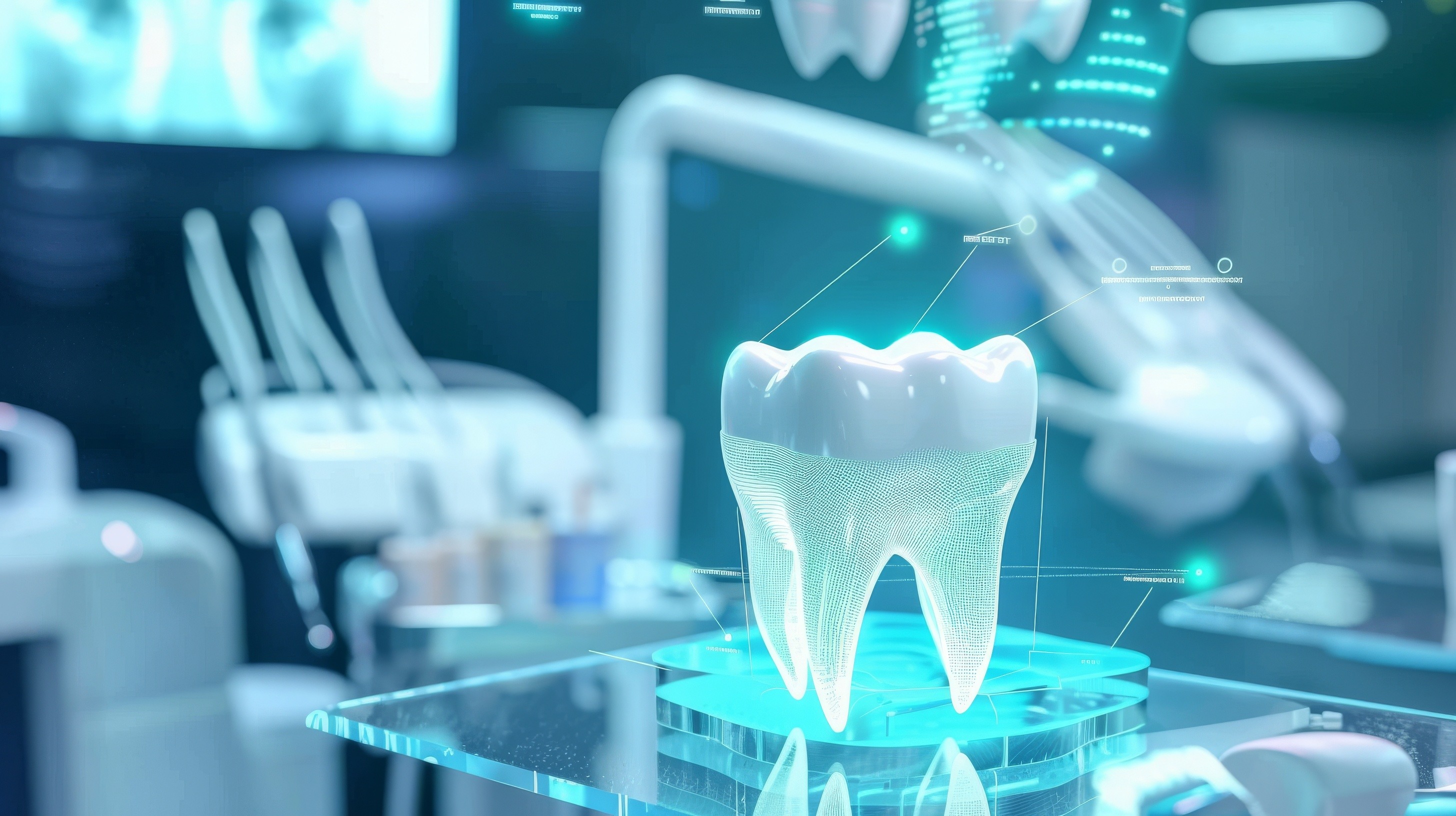 A tooth in a digital dental practice demonstrating the use of artificial intelligence