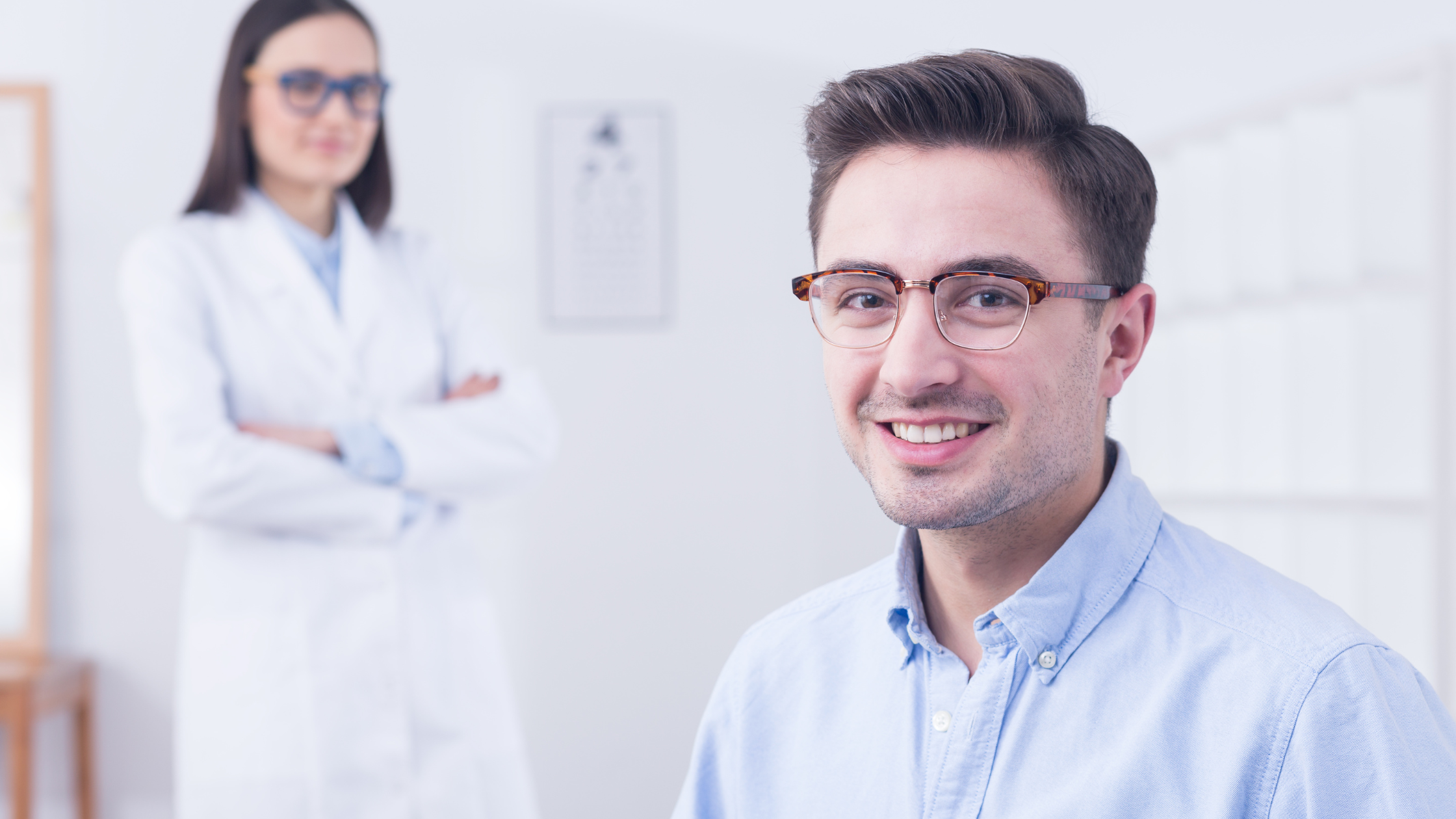 Man at eye doctors