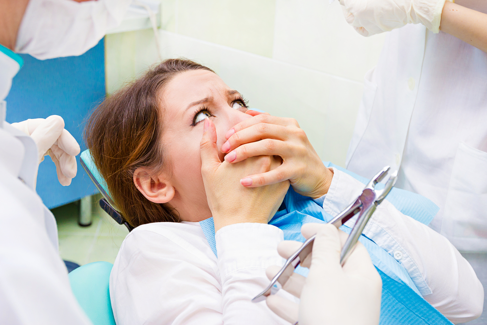 Female patient having dental anxiety