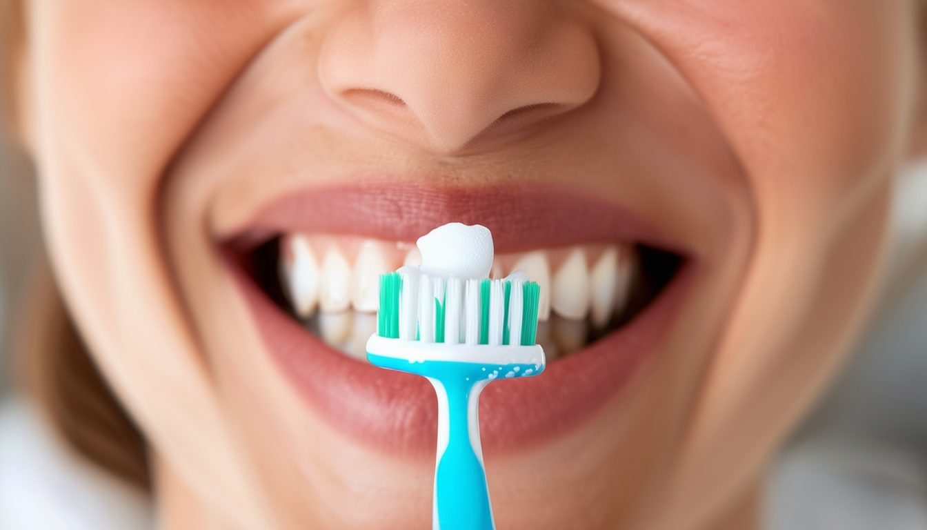 A smiling person holding a toothbrush and toothpas